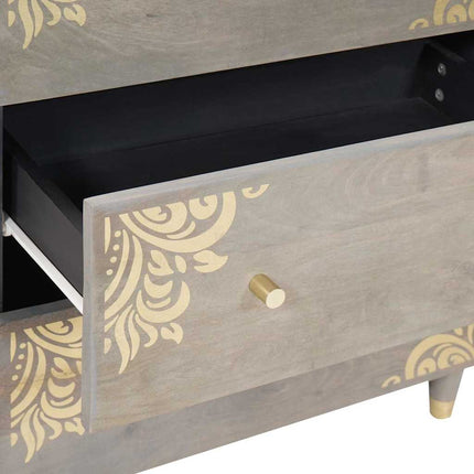 Sideboard Grå och Guld 60 x 33 x 75 cm Massivt mangoträ