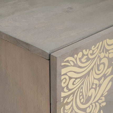 Sideboard Grå och Guld 40 x 33 x 75 cm Massivt mangoträ