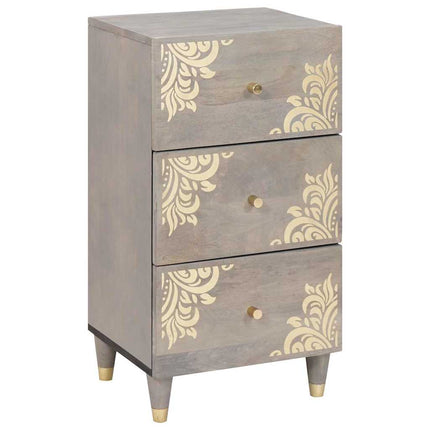 Sideboard Grå och Guld 40 x 33 x 75 cm Massivt mangoträ