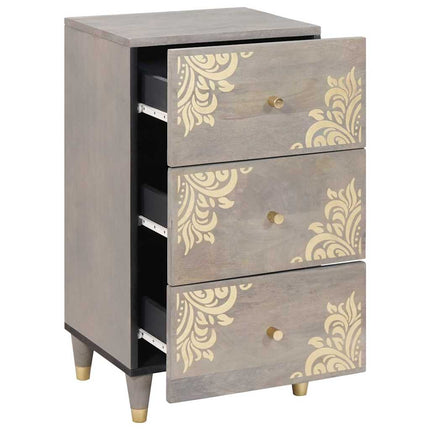 Sideboard Grå och Guld 40 x 33 x 75 cm Massivt mangoträ
