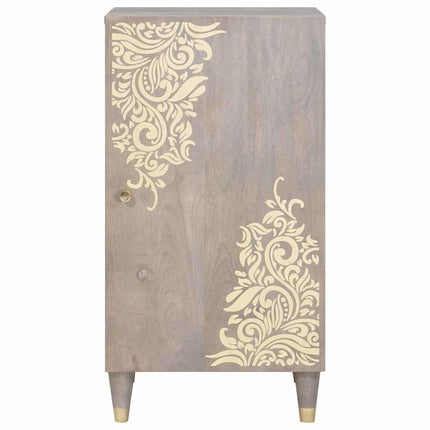 Sideboard Grå och Guld 40 x 33 x 75 cm Massivt mangoträ