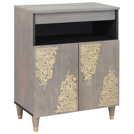 Sideboard Grå och Guld 60 x 33 x 75 cm Massivt mangoträ