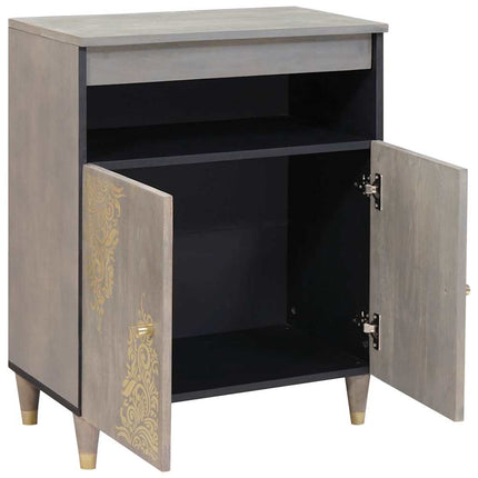 Sideboard Grå och Guld 60 x 33 x 75 cm Massivt mangoträ