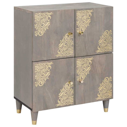 Sideboard Grå och Guld 60 x 33 x 75 cm Massivt mangoträ