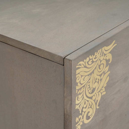 Sideboard Grå och Guld 80 x 33 x 75 cm Massivt mangoträ