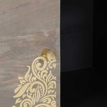 Sideboard Grå och Guld 80 x 33 x 75 cm Massivt mangoträ