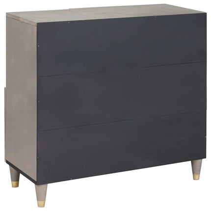Sideboard Grå och Guld 80 x 33 x 75 cm Massivt mangoträ