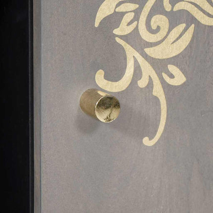 Sideboard Grå och Guld 90 x 33 x 75 cm Massivt mangoträ