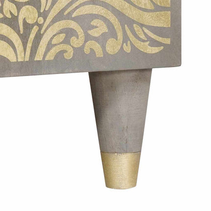 Sideboard Grå och Guld 90 x 33 x 75 cm Massivt mangoträ