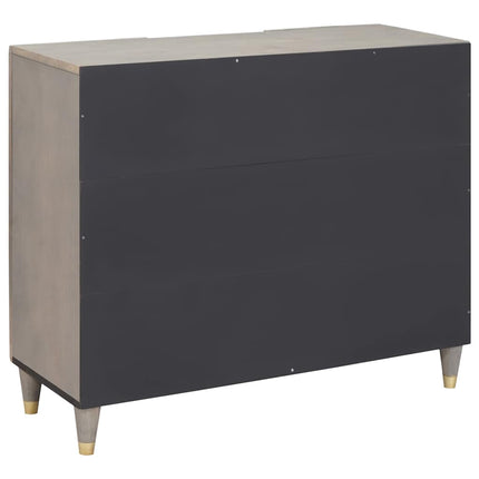 Sideboard Grå och Guld 90 x 33 x 75 cm Massivt mangoträ