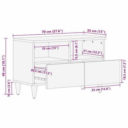 TV-skåp med låda Svart 70 x 33 x 46 cm Massivt mangoträ