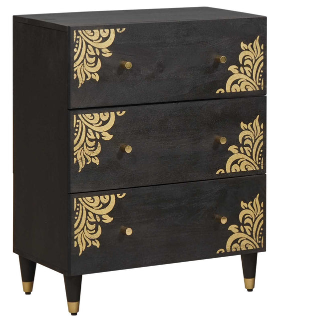 Sideboard Svart 60 x 33 x 75 cm Massivt mangoträ