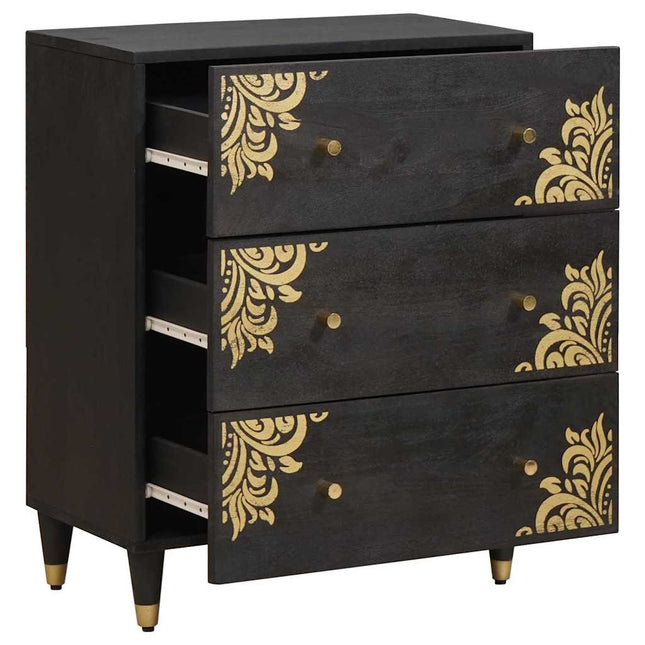 Sideboard Svart 60 x 33 x 75 cm Massivt mangoträ