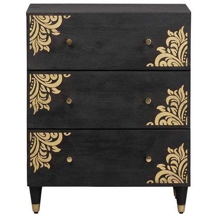 Sideboard Svart 60 x 33 x 75 cm Massivt mangoträ