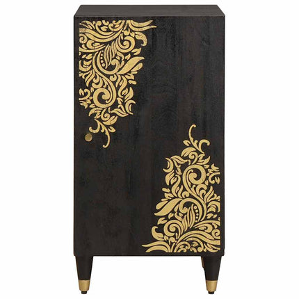 Sideboard med hylla Svart 40 x 33 x 75 cm Massivt mangoträ
