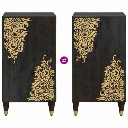 Sideboard med hylla Svart 40 x 33 x 75 cm Massivt mangoträ
