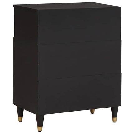 Sideboard med hylla Svart 60 x 33 x 75 cm Massivt mangoträ