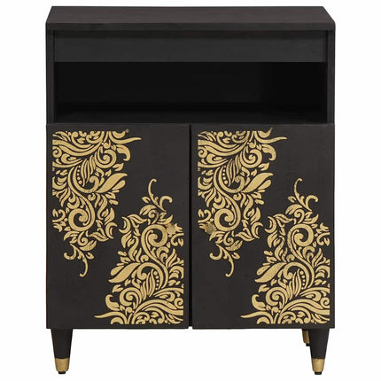 Sideboard med hylla Svart 60 x 33 x 75 cm Massivt mangoträ