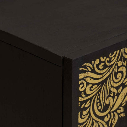 Sideboard med hylla Svart 60 x 33 x 75 cm Massivt mangoträ