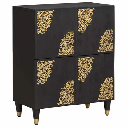 Sideboard med hylla Svart 60 x 33 x 75 cm Massivt mangoträ