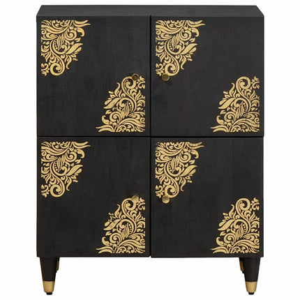 Sideboard med hylla Svart 60 x 33 x 75 cm Massivt mangoträ