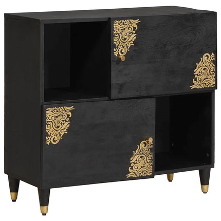 Sideboard med hylla Svart 80 x 33 x 75 cm Massivt mangoträ