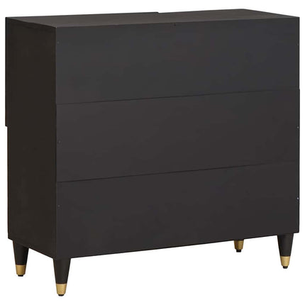 Sideboard med hylla Svart 80 x 33 x 75 cm Massivt mangoträ