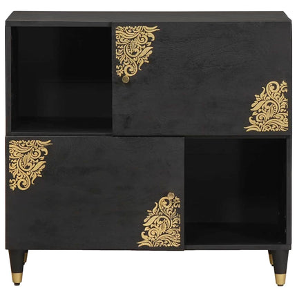 Sideboard med hylla Svart 80 x 33 x 75 cm Massivt mangoträ