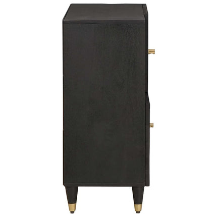 Sideboard med hylla Svart 80 x 33 x 75 cm Massivt mangoträ