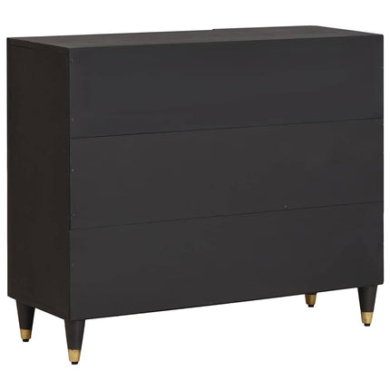 Sideboard med hylla Svart 90 x 33 x 75 cm Massivt mangoträ