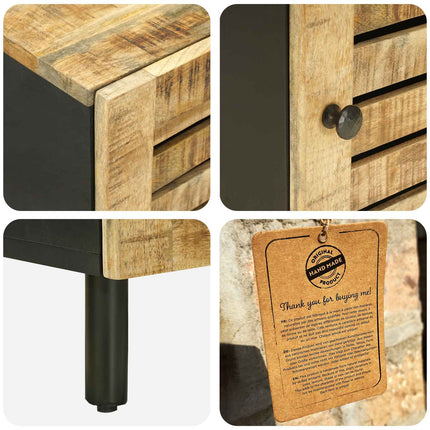 Sängbord 2 st Naturlig 40 x 33 x 46 cm Massivt mangoträ