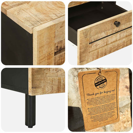 Sängbord 2 st Naturlig 40 x 33 x 46 cm Massivt mangoträ