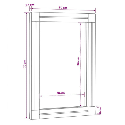 Spegel Väggmonterad Brun och svart 70 x 50 x 3 cm Glas