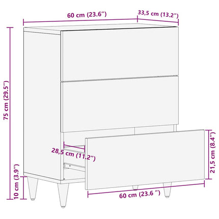 Sideboard Brun 60 x 33 x 75 cm Massivt mangoträ