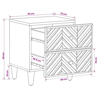 Sängbord 2 pcs Brun 40 x 33,5 x 46 cm Massivt mangoträ