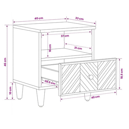 Sängbord 2 pcs Brun 50 x 33 x 60 cm Massivt mangoträ