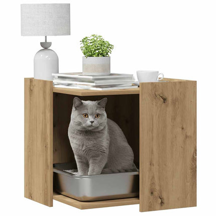 Skåp för kattlåda ek 53x53x51 cm konstruerat trä