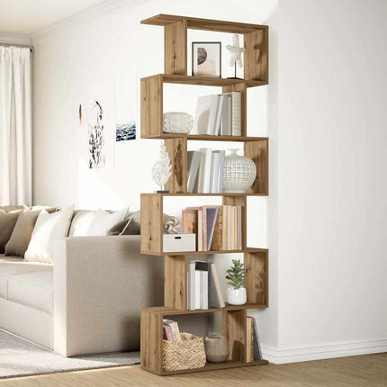 Bokhylla/Rumsavdelare 6 hyllor ek 70x24x193 cm konstruerat trä