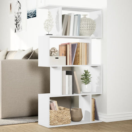 Rumsavdelare bokhylla 4 våningar vit 70x24x129 cm konstruerat trä