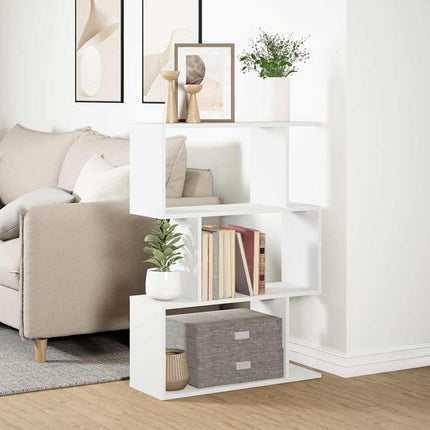Rumsavdelare bokhylla 3 våningar vit 70x24x97 cm konstruerat trä