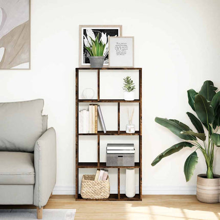 Bokhylla rökfärgad ek 60x20x120,5 cm konstruerat trä