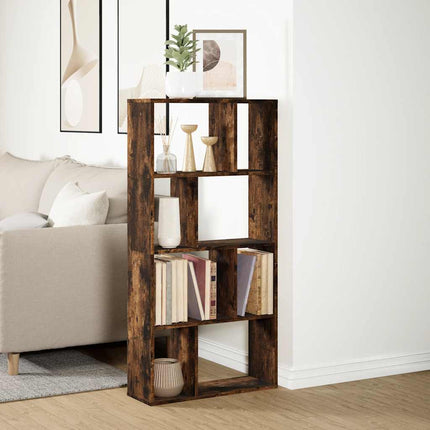 Bokhylla rökfärgad ek 60x20x120,5 cm konstruerat trä