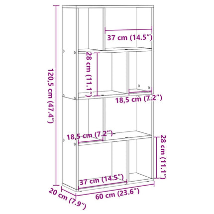 Bokhylla åldrat trä 60x20x120,5 cm konstruerat trä