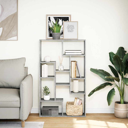 Bokhylla betonggrå 72x20x120,5 cm konstruerat trä