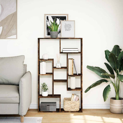 Bokhylla rökfärgad ek 72x20x120,5 cm konstruerat trä