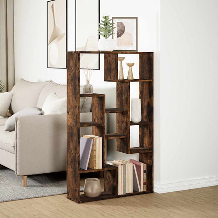 Bokhylla rökfärgad ek 72x20x120,5 cm konstruerat trä