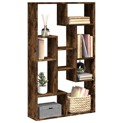 Bokhylla rökfärgad ek 72x20x120,5 cm konstruerat trä
