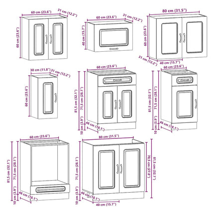 Köksskåpsset Kalmar 8 delar sonoma-ek konstruerat trä