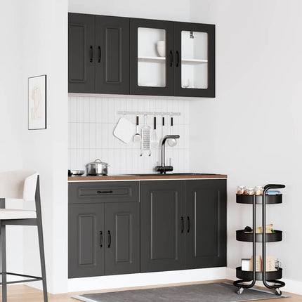 Köksskåpsset Kalmar 4 delar svart konstruerat trä