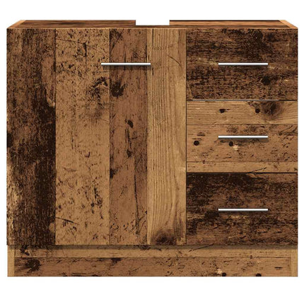 Tvättställsskåp åldrat trä 63x30x54 cm konstruerat trä